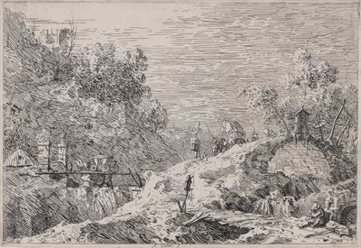 Pejzaż górski z pięcioma mostami z cyklu Weduta (Widoki) autorstwa Canaletto (Giovanni Antonio Canal)