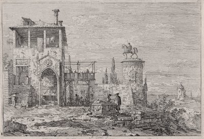 Pomnik konny z cyklu Weduta (Widoki) autorstwa Canaletto (Giovanni Antonio Canal)