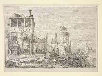 Pomnik konny z cyklu Weduta (Widoki) autorstwa Canaletto (Giovanni Antonio Canal)
