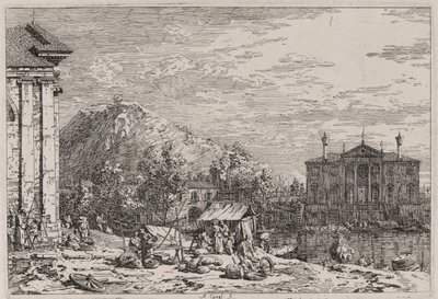 Targ w Dolo, z cyklu Weduta (Widoki) autorstwa Canaletto (Giovanni Antonio Canal)