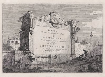 Tabliczka tytułowa z serii Weduta (Widoki) autorstwa Canaletto (Giovanni Antonio Canal)