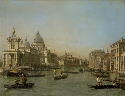 Wejście na Canal Grande w pobliżu Punta della Dogana i Santa Maria della Salute autorstwa Canaletto (workshop of)