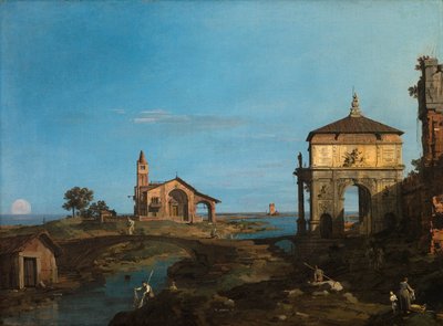 Wyspa na lagunie z bramą i kościołem autorstwa Canaletto