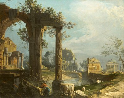 Canaletto - Widok Capriccio z ruinami 1742-44 autorstwa Canaletto