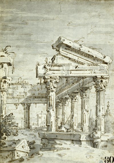 Capriccio: Zrujnowana klasyczna świątynia autorstwa Canaletto
