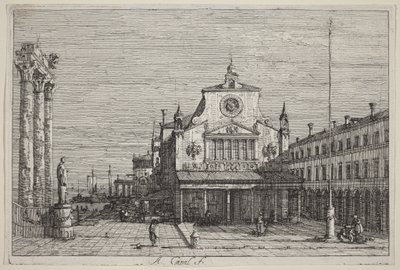 Wyobrażony widok kościoła św. Jakuba z Rialto autorstwa Canaletto