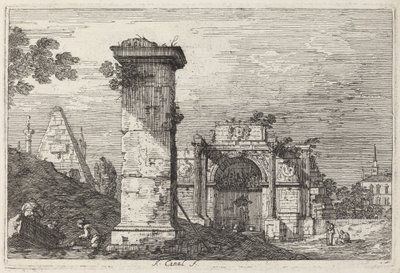 Krajobraz ze zrujnowanymi zabytkami, ok. 1930 r. 1740. autorstwa Canaletto