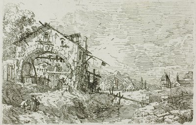 Pejzaż z kobietą przy studni z wedut autorstwa Canaletto