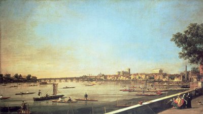 Londyn, Tamiza w Westminster i Whitehall z tarasu Somerset House, c.1750-51 autorstwa Giovanni Antonio Canal