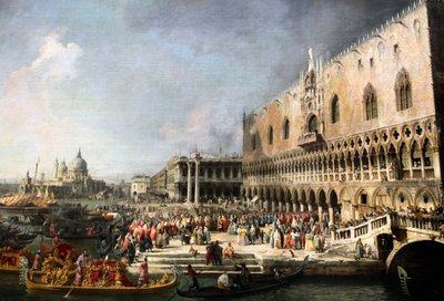 „Przyjęcie ambasadora Francji w Wenecji”, 1726-1727 autorstwa Canaletto