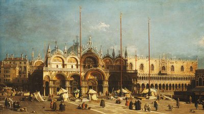 San Marco i Pałac Dożów, Wenecja, z Piazza San Marco, c.1740s autorstwa Giovanni Antonio Canal