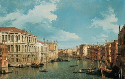 Canal Grande, Wenecja, patrząc na północny-zachód, z Palazzo Pesaro, Palazzo Foscarini i szczytem S. Stae po lewej oraz Palazzo Vendramin-Calergi i S. Marcuola po prawej autorstwa Giovanni Antonio Canal