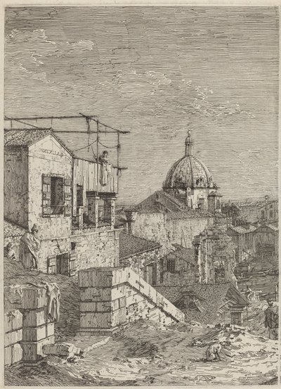 Dom z napisem [po lewej], 1741. autorstwa Canaletto