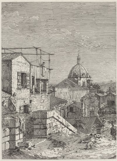 Dom z napisem [po lewej], 1741. autorstwa Canaletto