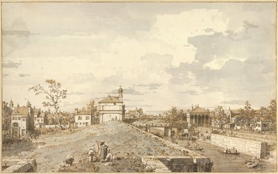 Porta Portello z kanałem Brenta w Padwie, 1740-1743 r. autorstwa Canaletto