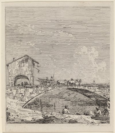 Wagon przejeżdżający przez most autorstwa Canaletto