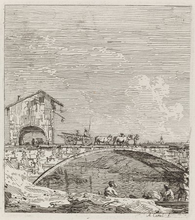 Wagon przejeżdżający przez most, ok. godz. 17351746. autorstwa Canaletto