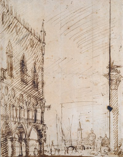 Wenecja: południowo-zachodni kąt Pałacu Dożów, początek XVIII wieku autorstwa Canaletto
