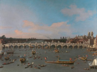 Most Westminsterski z procesją burmistrza nad Tamizą autorstwa Canaletto