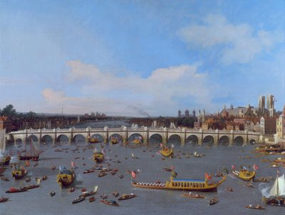 Most Westminsterski z procesją burmistrza nad Tamizą autorstwa Canaletto