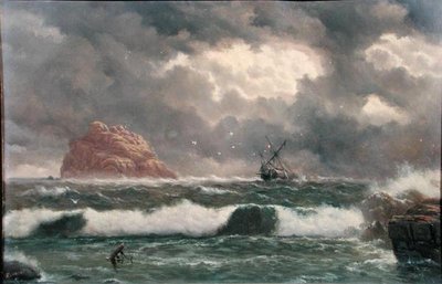 Scena burzowego wybrzeża (olej na pokładzie) autorstwa Capt. John Haughton Forrest