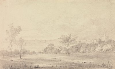 Krajobraz z zamkiem w oddali, wyspa Wight autorstwa Capt. Thomas Hastings