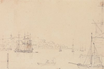 Szkic statków w pobliżu West Cowes, Isle of Wight autorstwa Capt. Thomas Hastings