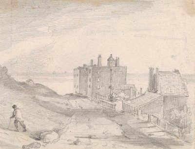 Esboço de uma estrada e edifícios à beira do penhasco, Hastingspolish autorstwa Capt. Thomas Hastings