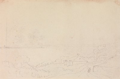 Szkic chaty w pobliżu brzegu autorstwa Capt. Thomas Hastings
