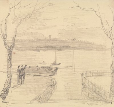 Naszkicowany widok z East Cowes, West Cowes w oddali autorstwa Capt. Thomas Hastings