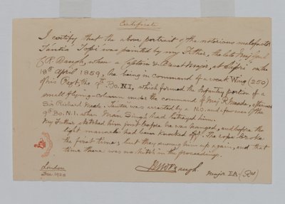 Tantia Topi, indyjska przywódczyni rebeliantów autorstwa Captain C.R. Baugh