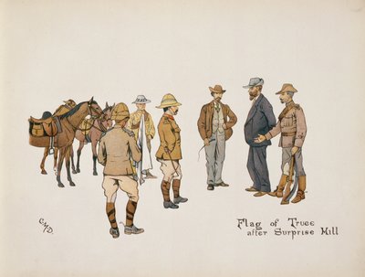 Flaga rozejmu po Surprise Hill, z The Leaguer of Ladysmith, 1900 autorstwa Captain Clive Dixon