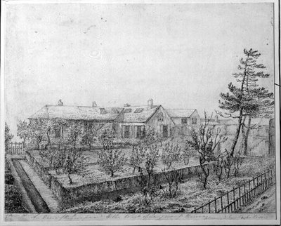 Widok sadu na zachód od Longwood House na wyspie św. Heleny, ok. 1821 r. autorstwa Captain G. Rotton