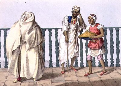 Kostium z Trypolisu, tablica 2 z „Narracji o podróżach po Afryce Północnej”, sztychowana przez M. Gauciego (fl.1810-46) 1821 (lit) autorstwa Captain George Francis (after) Lyon