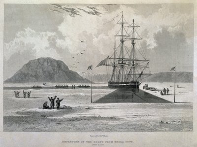 Wypłynięcie łodzi z Hecla Cove, 21 czerwca 1827 r., z Dziennika trzeciej podróży w celu odkrycia północno-zachodniego przejścia z Atlantyku na Pacyfik, odbytej w latach 1824-25 na statku H.M.s autorstwa Captain George Francis Lyon