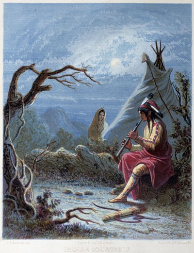 Indianin grający na flecie dobrodziejstwem – w „Irys: podświetlana pamiątka za 1802”, rys. kpt. Eastman, wyd. Hart, Filadelfia autorstwa Captain Seth (after) Eastman