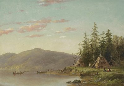 Chippewa Encampment on the Upper Mississippi, ok. 1845 (olej na płótnie) autorstwa Captain Seth Eastman