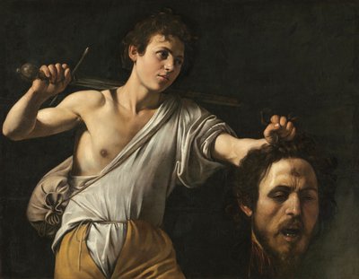 Włoski:  Davide con la testa di Golia David z głową Goliata autorstwa Caravaggio