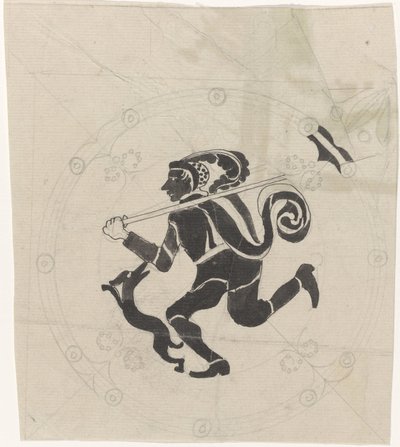 Dekoracyjny projekt łowcy zająca autorstwa Carel Adolph Lion Cachet