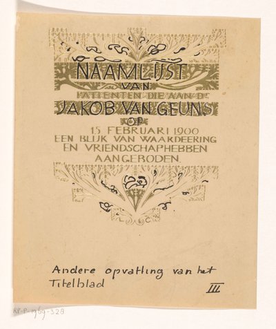 Huldeblijk an Jacob van Geuns autorstwa Carel Adolph Lion Cachet