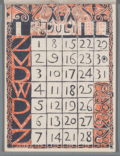 Kalenderblatt Juli 1900 autorstwa Carel Adolph Lion Cachet