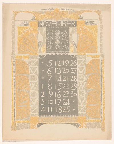 Kalenderblatt November 1899 autorstwa Carel Adolph Lion Cachet