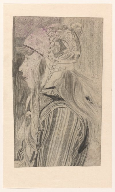 Portret dziewczyny w tradycyjnym stroju Marken autorstwa Carel Adolph Lion Cachet