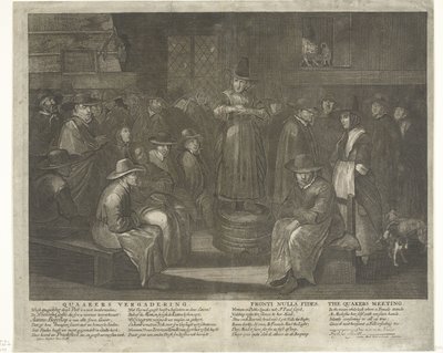 Quaakersvergadering Wergadery Quaakers. Fronti Nulla Fides. Spotkanie kwakrów. (tytuł na obiekcie) autorstwa Carel Allard