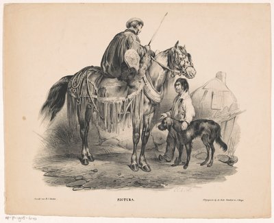 Szlachcic na koniu i błagający chłopak Pictura (tytuł serii na obiekcie) autorstwa Carel Christiaan Antony Last