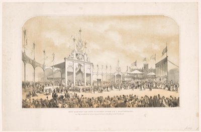 Król Willem III kładzie pierwszy kamień przed pomnikiem na pamiątkę wyzwolenia spod władzy Francuzów Wmurowanie pierwszego kamienia w Hadze pod pomnik ku czci Holendrów zrzucających francuskie jarzmo (tytuł na obiekcie) autorstwa Carel Christiaan Antony Last