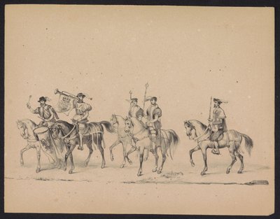 Maskarada Studentów Utrechtu, 1846 (tablica 13) Przedstawienie procesji w kostiumach, przedstawiającej procesję Filipa II, księcia Hiszpanii, w Utrechcie 3 października 1549 r., która odbyła się 17 czerwca 1846 r. przez H.H. Studenci Utrechtsche autorstwa Carel Christiaan Antony Last