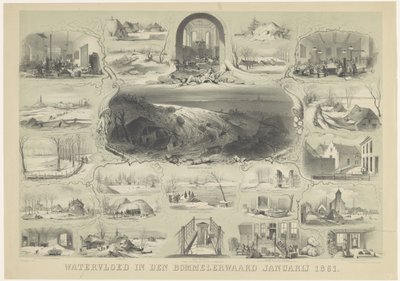 Powódź w den Bommelerwaard styczeń 1861 (tytuł na obiekcie) autorstwa Carel Christiaan Antony Last