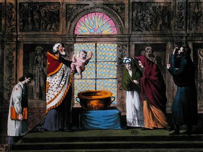Rosyjski chrzest prawosławny, ok. 1810-20 (kolor lito) autorstwa Carel Christian Anthony (after) Last