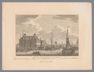 Widok na Nieuwe Stadsherberg na IJ w Amsterdamie Nowa karczma miejska w Amsterdamie (tytuł na obiekcie) autorstwa Carel Frederik Bendorp (I)